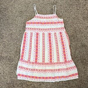 Savanna Jane White Dress with pink and orange embroidery